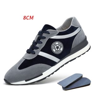 Men's Sports Casual Shoes Korean Style Men's Shoes Hidden Internal Height Increase 8CM Suede Vintage Running Shoes Men