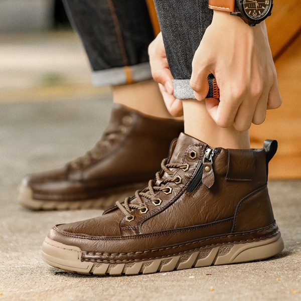 Autumn and Winter Outdoor Casual Men's Plus Size Martin Boots Fashion Trendy Versatile Thick Sole Mid-Cut Boots